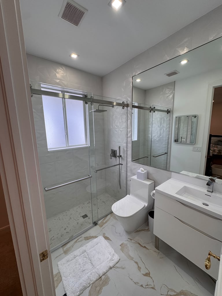 Bathroom after textured modern renovation